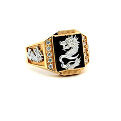 Ring Dragon & CZ 12 5.5mm 14K