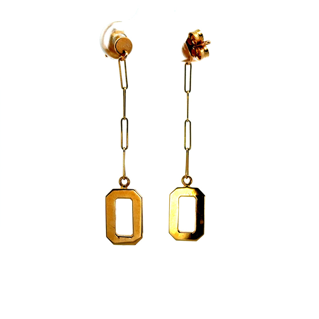 Earrings Pendant Open Rect Frame 43.5 8mm 14K