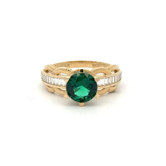 Ring Baguettes in Band with Green Stone 6.5 2mm 10K