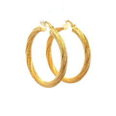 Earrings Twisted Textured Hoops 38 3.5mm 10K