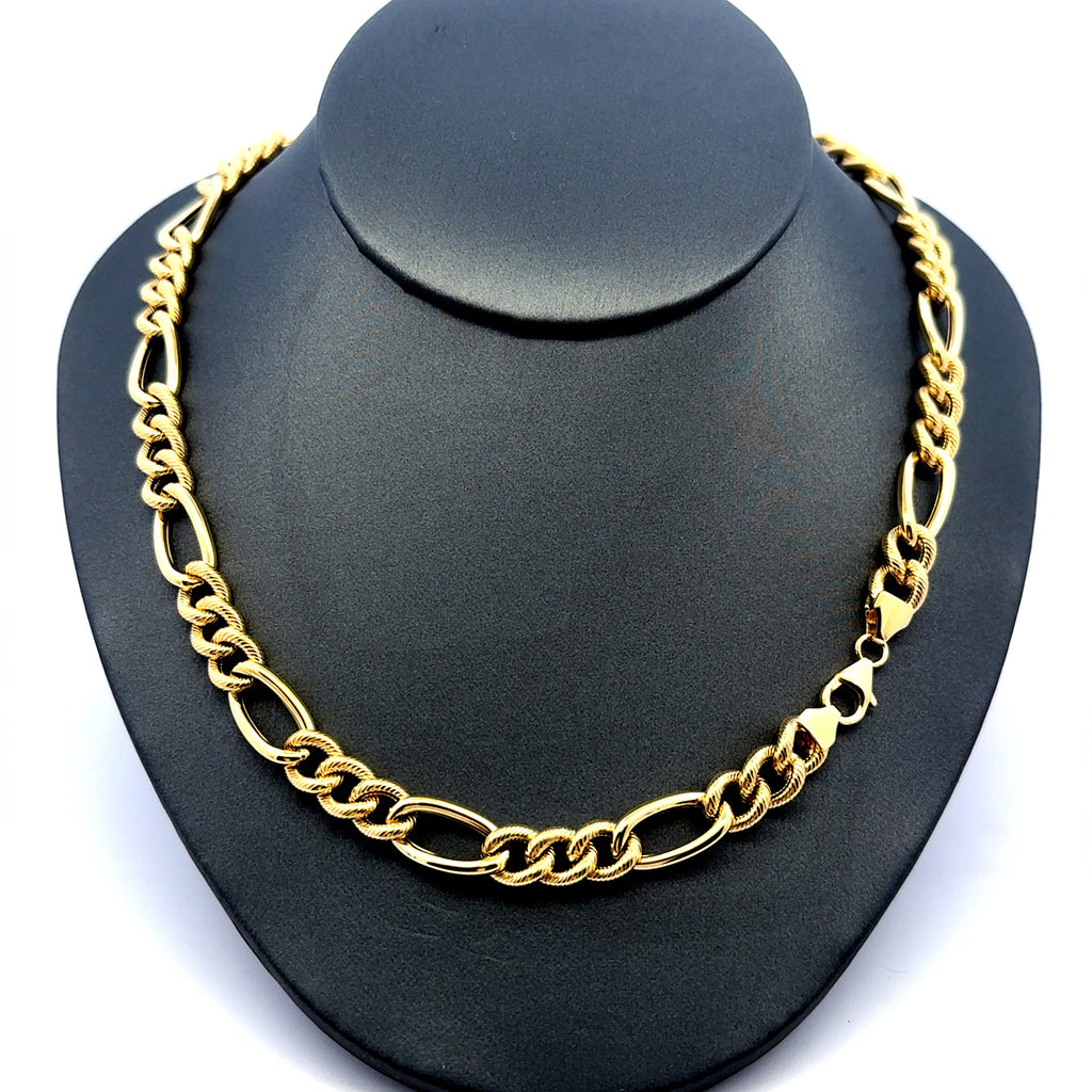Necklaces Textured Hollow Figaro 7.5mm 18" 14K
