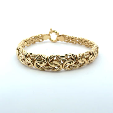Bracelet Textured Byzantine Princess Cut 12mm 7.5" 10K