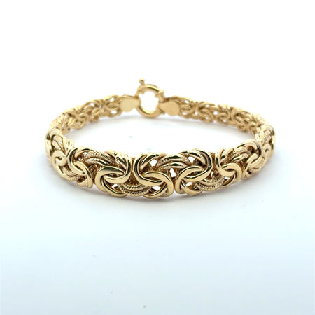 Bracelet Textured Byzantine Princess Cut 12mm 7.5" 10K