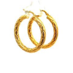 Earrings Textured Hoops 33.5 4mm 10K