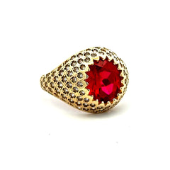 Ring Men's Big Central Stone & CZ Accents 10.5 4mm 10K