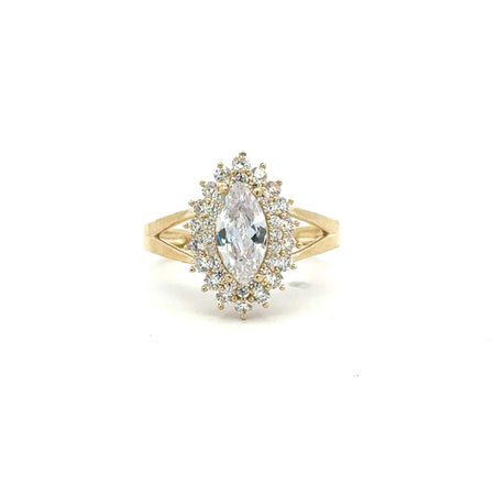 Ring Floral Women Cat Eye Stone 6.5 2mm 10K