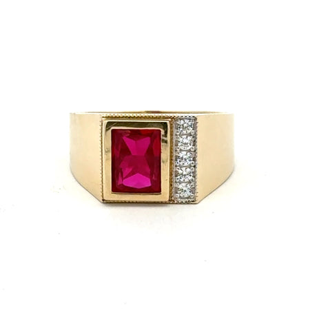 Ring Wine Rect Stone & CZ Accents 11 4mm 10K