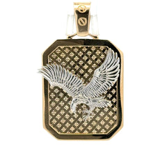 Pendant Two-Tone Hunting Eagle in Dog Tag 45 10K