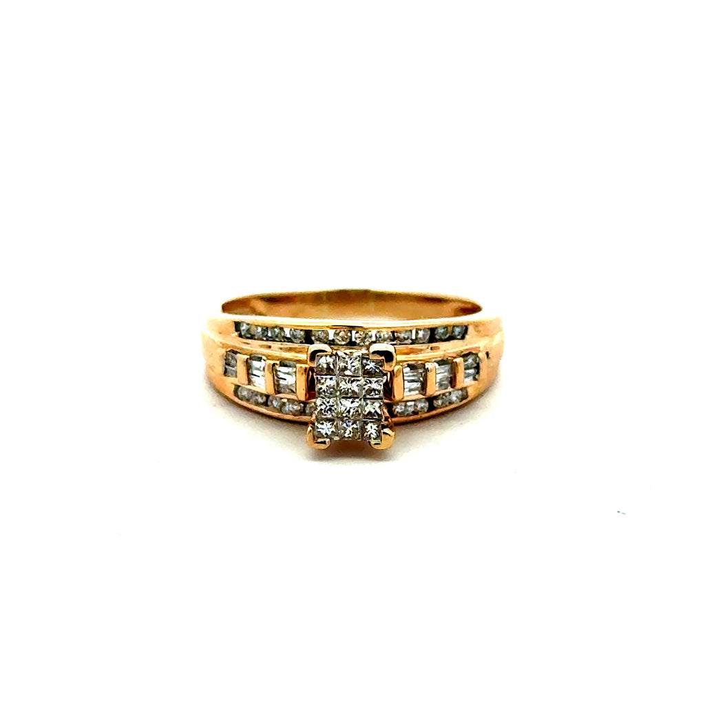 Ring Bridal Princess-Cut Diamond Round 10K 1.5ct