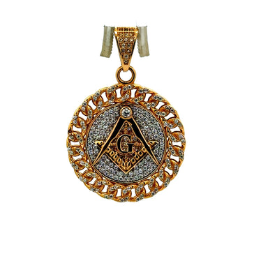Pendant Masonic Square & Compass with CZ 40 14K