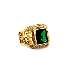 Ring Men's Big Central Stone & CZ Accents 10.5 3.5mm 10K