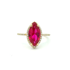 Ring Women Wine Cat Eye Stone and CZ 6.5 1mm 10K