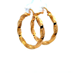 Earrings Twisted Textured Hoops 33 3.5mm 14K