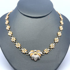 Necklaces Two-Tone Daisy Chain 9mm 18" 10K