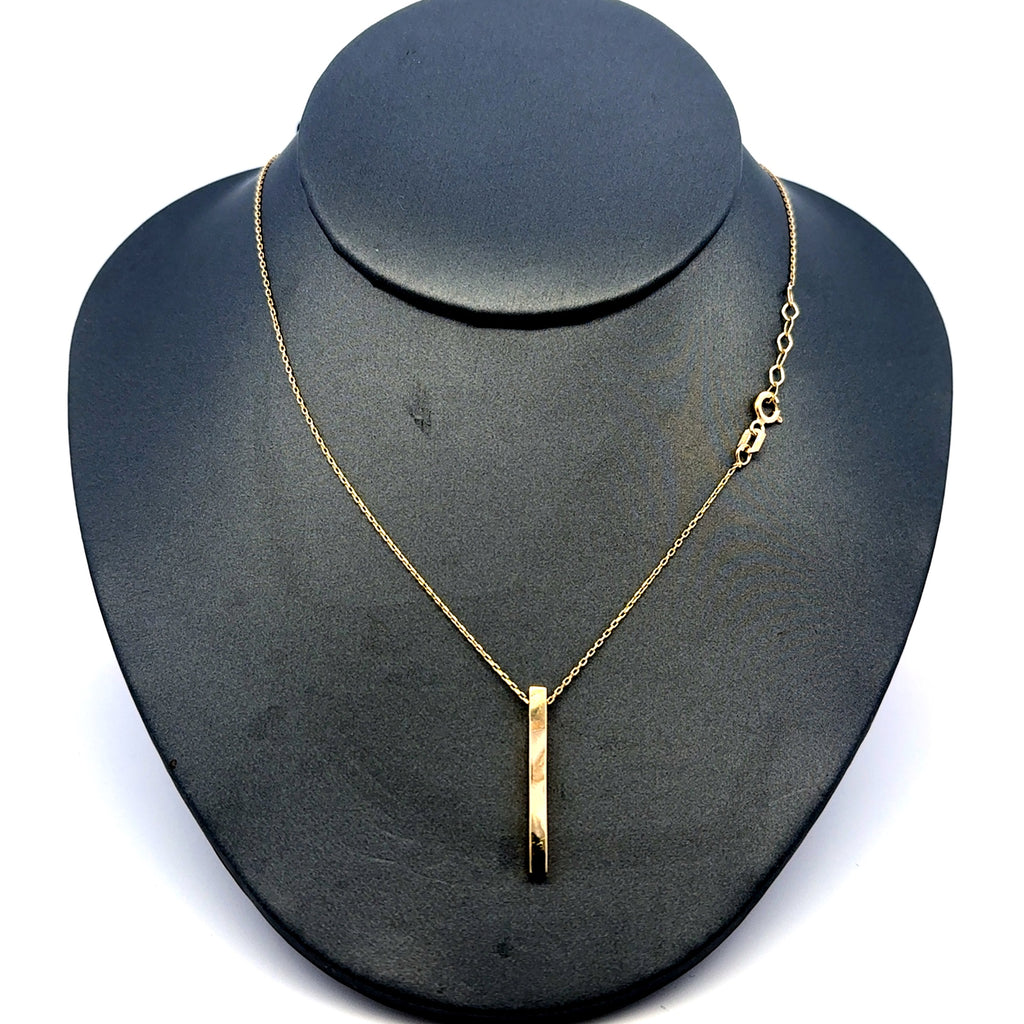 Chain Boston w Bar Pendant 0.5mm 18" 14K