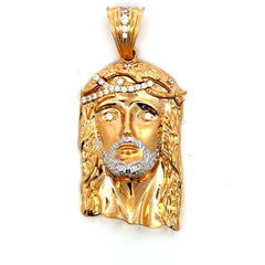 Pendant Jesus Face with Crown of CZ Thorns 68 14K