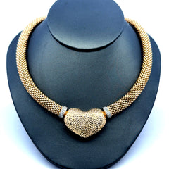 Necklaces Jessica with Rough Textured Heart & CZ 8.5mm 18" 14K