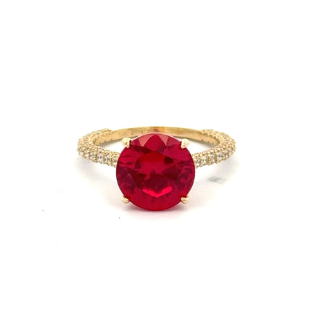 Ring Women CZ-Iced Band Wine Round Stone 6.5 1.5mm 10K