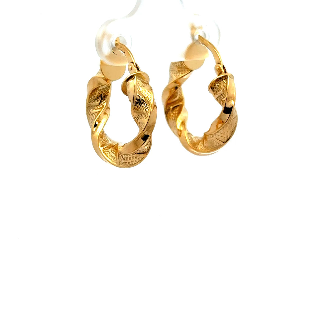 Earrings Twisted Textured Hoops 21.5 4mm 10K