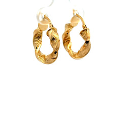 Earrings Twisted Textured Hoops 21.5 4mm 10K