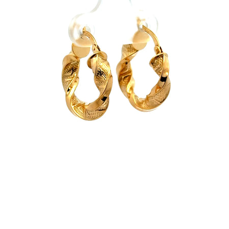 Earrings Twisted Textured Hoops 21.5 4mm 10K