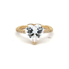 Ring Women CZ-Iced Band Heart Stone 7 1.5mm 10K