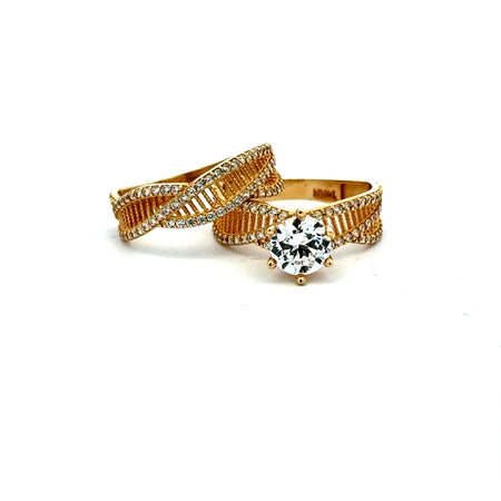 Ring CZ Bridal Set 8 7.5mm 14K