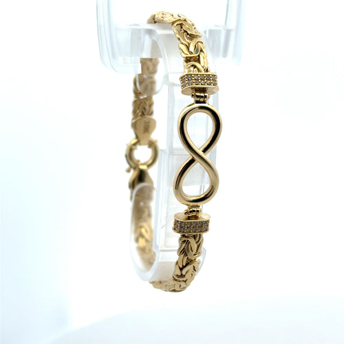Bracelet Byzantine with Eight Shaped Detail & CZ 6.5mm 7" 10K
