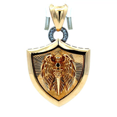 Pendant Eagle with Sword Shield and CZ 57.5 14K
