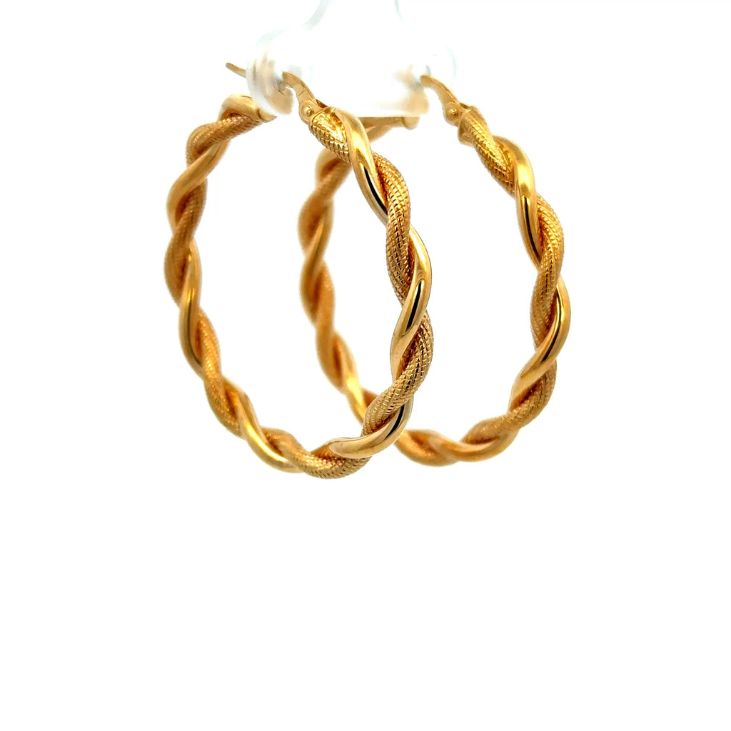 Earrings Twisted Textured Hoops 39 4mm 10K