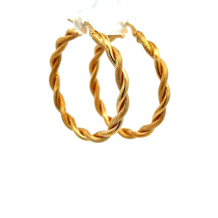 Earrings Twisted Textured Hoops 39 4mm 10K