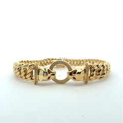 Bracelet Princess Cut with Panther Heads on Pave Ring 19.5mm 8" 10K