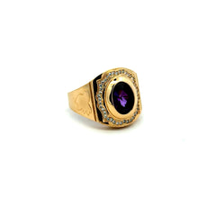 Ring Men's Big Central Stone & CZ Accents 11 4mm 14K