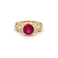 Ring Baguettes in Band with Wine Stone 7 2mm 10K