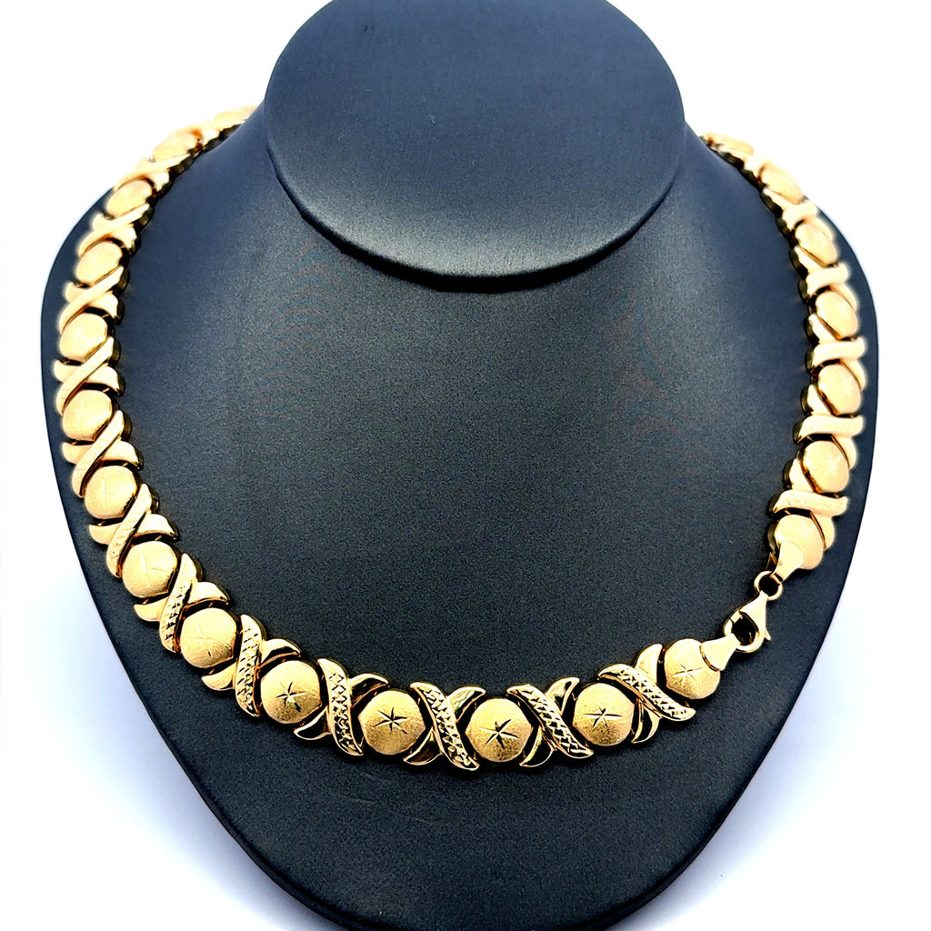 Necklaces DBL-Textured X&O with Lobster Lock 12mm 18" 10K