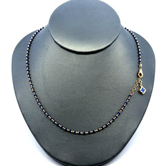 Chain Blue-Enamelled Bead Link 2mm 17" 14K