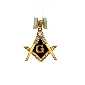 Pendant Masonic Square & Compass with CZ 26 14K