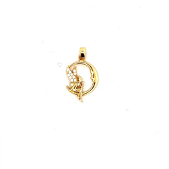 Pendant Little Fairy Talking with the Moon & CZ 22 14K