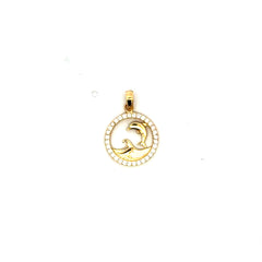 Pendant Dolphin Jumping Over Waves with CZ 19.5 14K