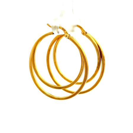 Earrings Twisted Double Hoops 35 3mm 10K