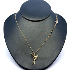 Chain Boston w Barber Shears, Comb & CZ Pendant 0.5mm 18" 10K