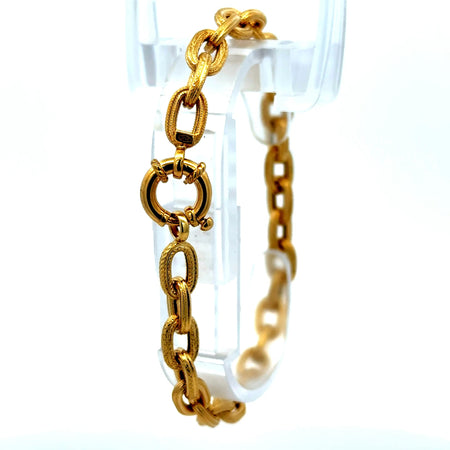 Bracelet Oval Textured Link 6.5mm 7" 14K