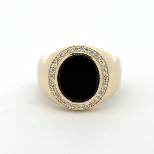 Ring Just Onyx & CZ 11 4.5mm 10K