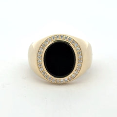 Ring Just Onyx & CZ 11 4.5mm 10K