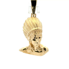 Pendant Black-Eyed Native American Bust 55 10K