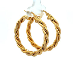 Earrings Twisted Textured Hoops 35 4.5mm 10K