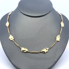 Necklaces Romantic Hearts/Iced Bar Link 7.5mm 18" 10K