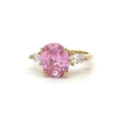 Ring Women Trio Rose Oval Stone 7.5 2.5mm 10K
