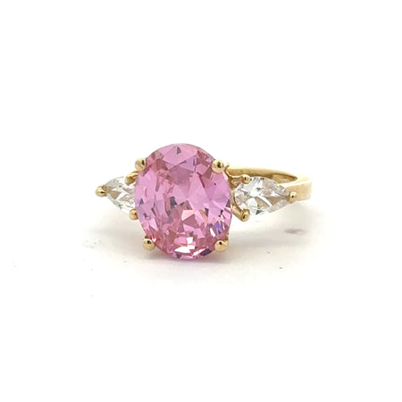 Ring Women Trio Rose Oval Stone 7.5 2.5mm 10K