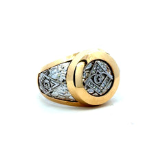 Ring Masonic Square & Compass with CZ 12 6.5mm 10K